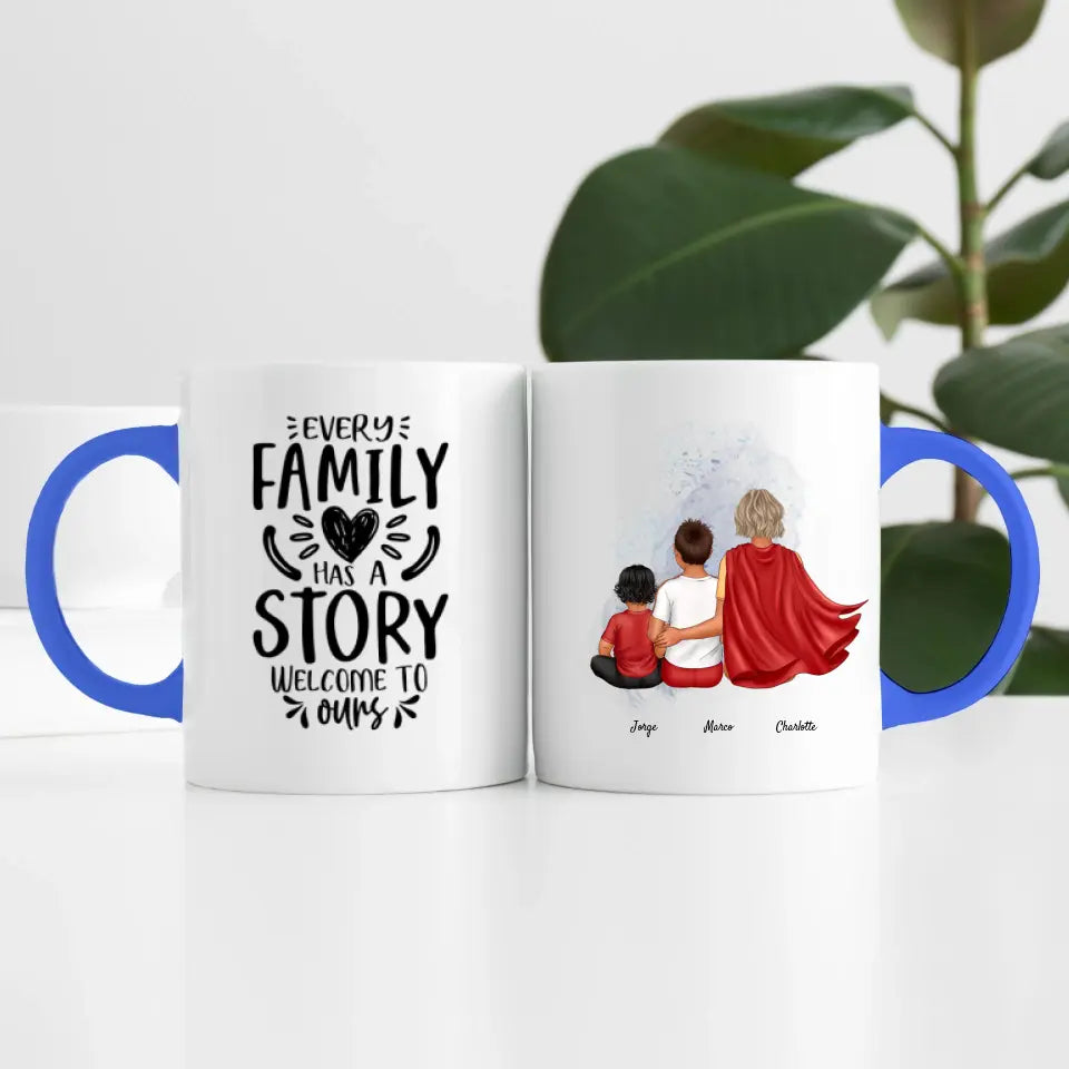 Super Mama (3 Personen) | Personalisierte Tasse