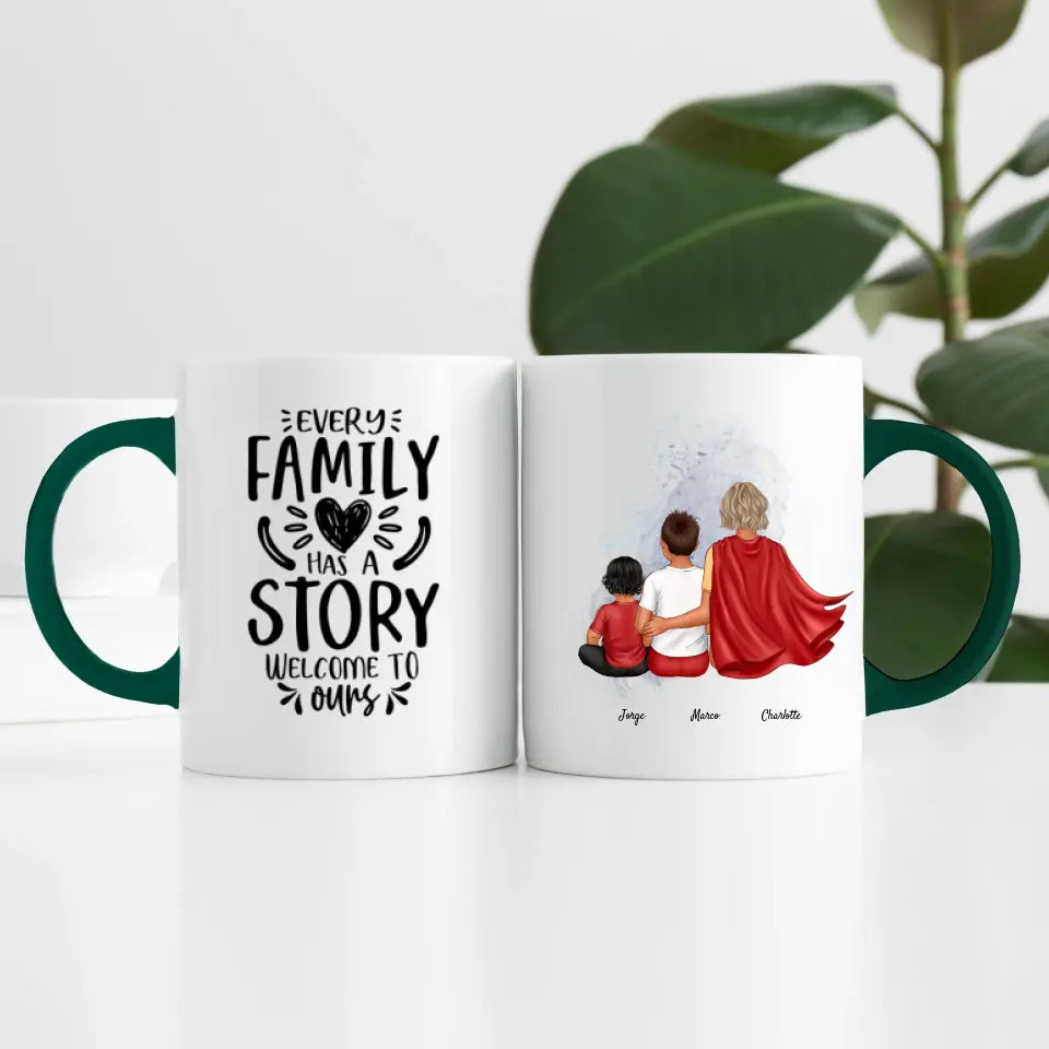 Super Mama (3 Personen) | Personalisierte Tasse