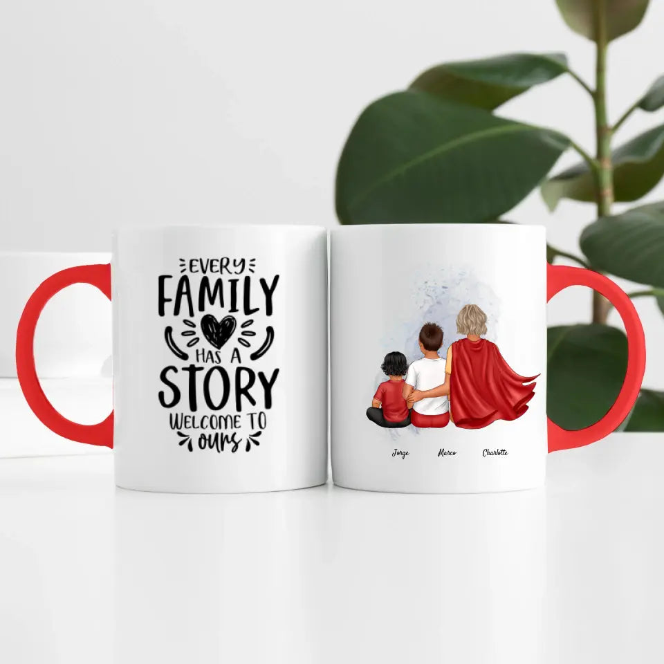 Super Mama (3 Personen) | Personalisierte Tasse