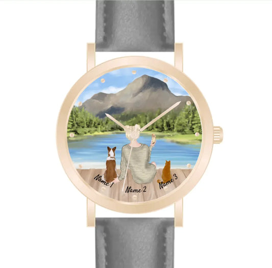 Tierliebe - 2 Tiere (Tier wählbar) | Personalisierte Armbanduhr (Unterschiedliche Uhr-Modelle wählbar!)