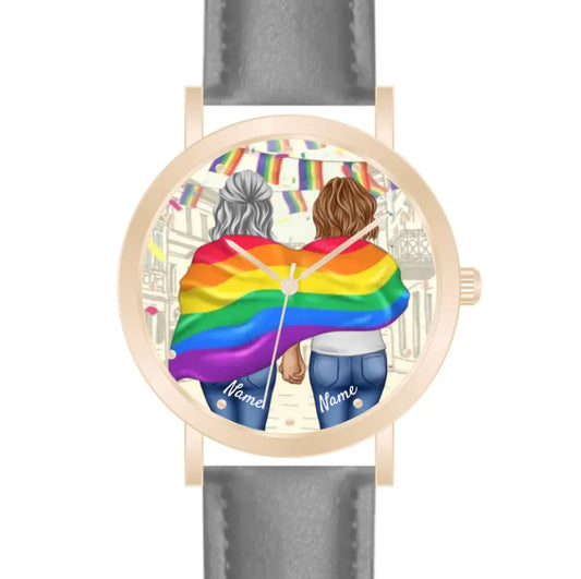 Pride women mit Flagge | Personalisierte Armbanduhr (Unterschiedliche Uhr-Modelle wählbar!)