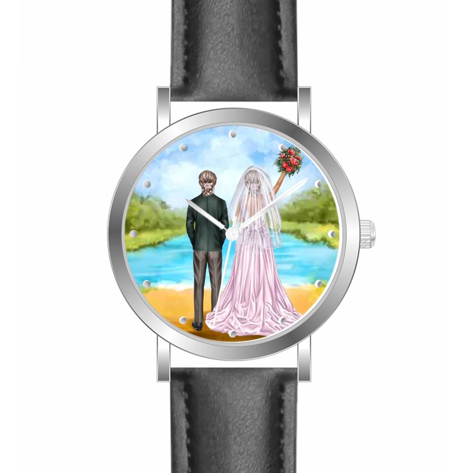 Braut & Braut mit Anzug | Personalisierte Armbanduhr (Unterschiedliche Uhr-Modelle wählbar!)