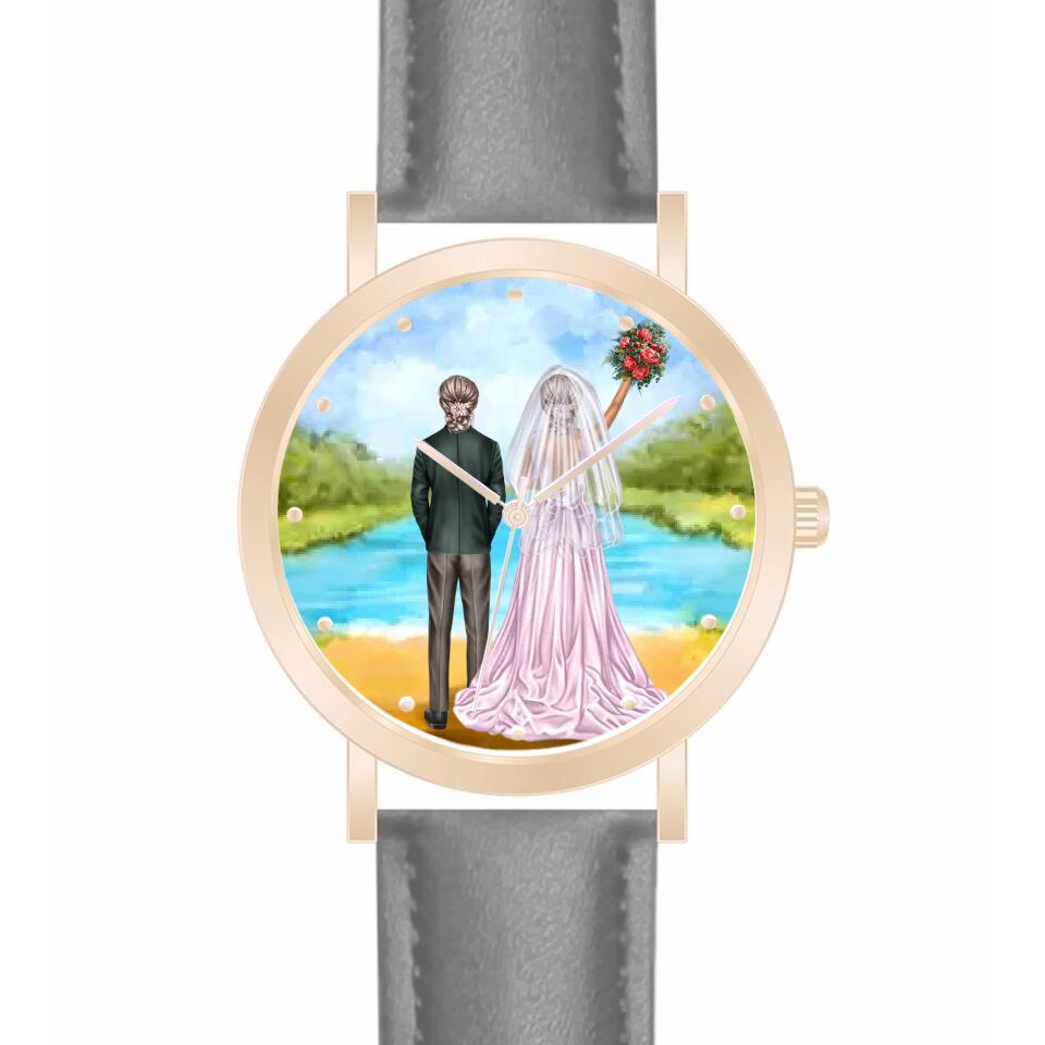 Braut & Braut mit Anzug | Personalisierte Armbanduhr (Unterschiedliche Uhr-Modelle wählbar!)