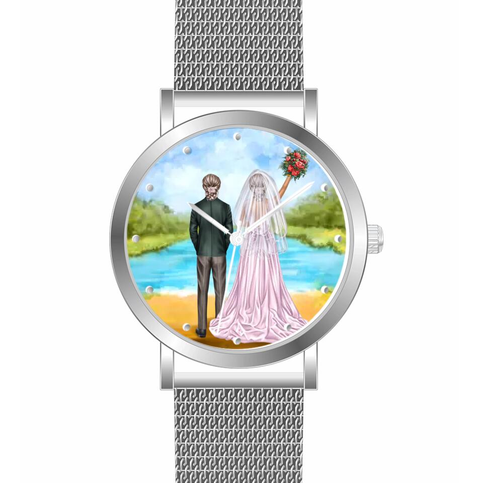 Braut & Braut mit Anzug | Personalisierte Armbanduhr (Unterschiedliche Uhr-Modelle wählbar!)