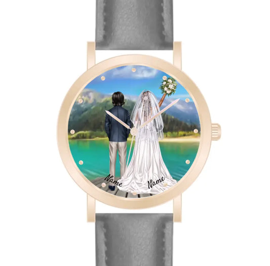 Braut & Braut mit Anzug | Personalisierte Armbanduhr (Unterschiedliche Uhr-Modelle wählbar!)