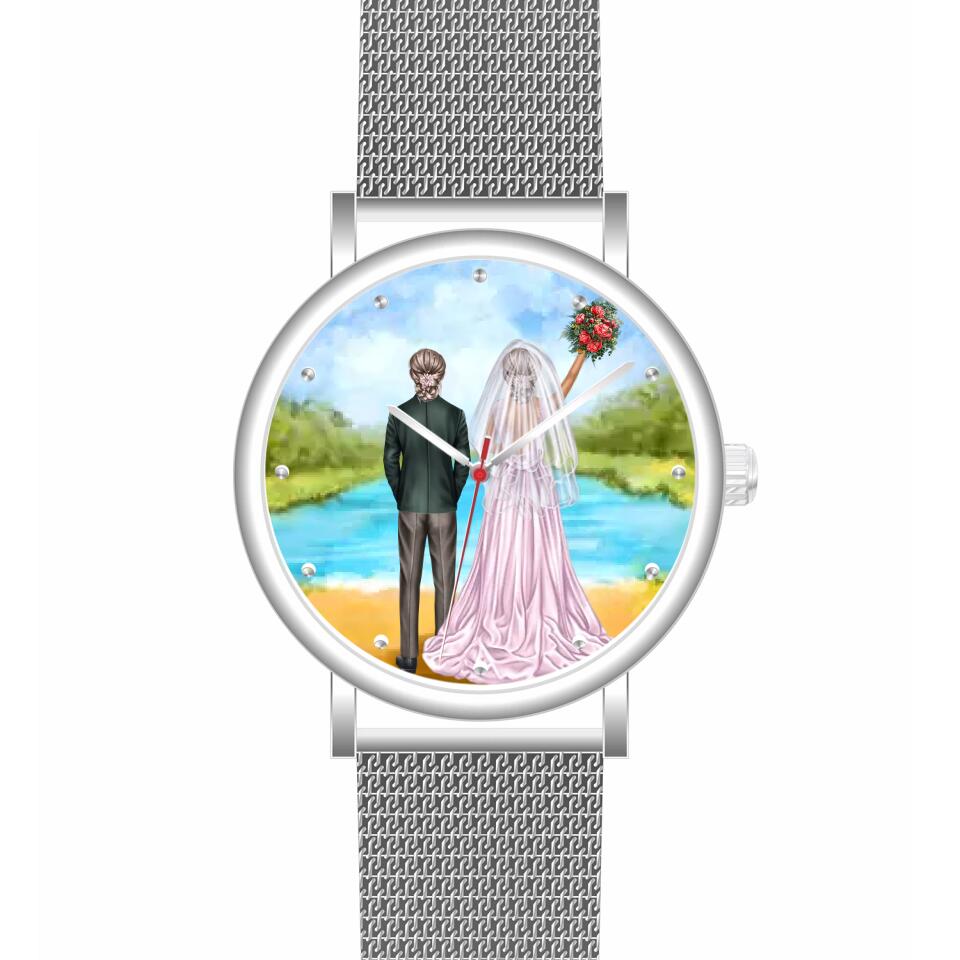 Braut & Braut mit Anzug | Personalisierte Armbanduhr (Unterschiedliche Uhr-Modelle wählbar!)
