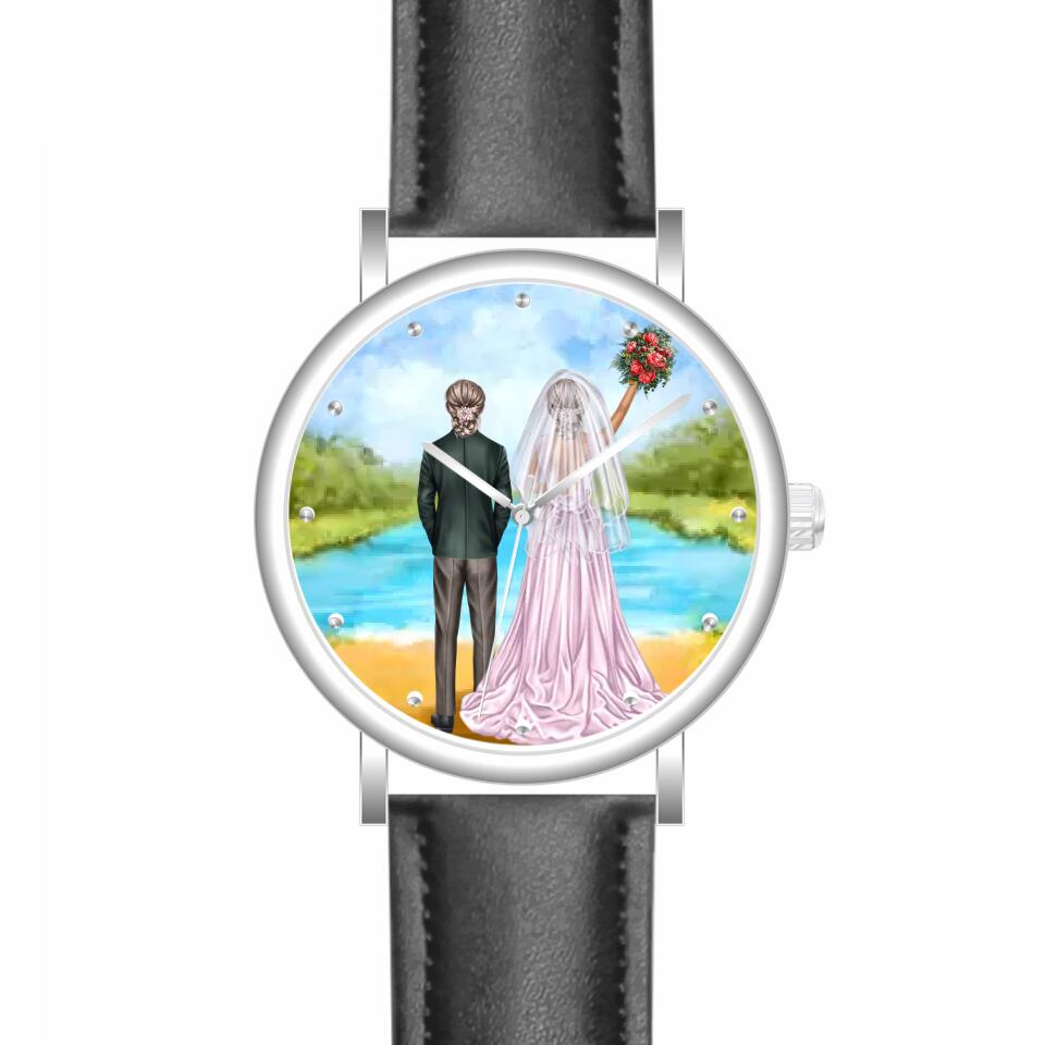 Braut & Braut mit Anzug | Personalisierte Armbanduhr (Unterschiedliche Uhr-Modelle wählbar!)