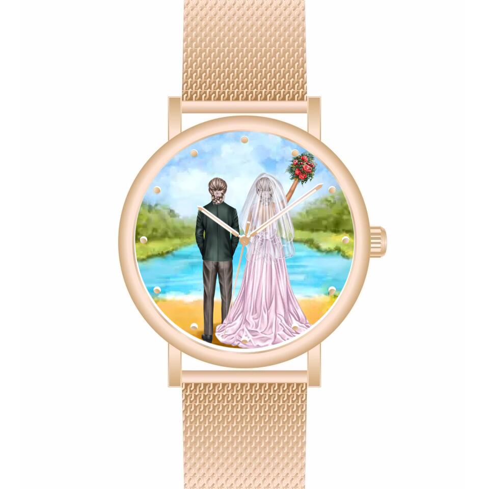 Braut & Braut mit Anzug | Personalisierte Armbanduhr (Unterschiedliche Uhr-Modelle wählbar!)
