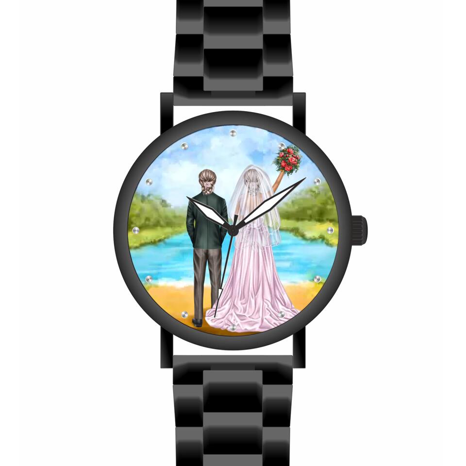 Braut & Braut mit Anzug | Personalisierte Armbanduhr (Unterschiedliche Uhr-Modelle wählbar!)