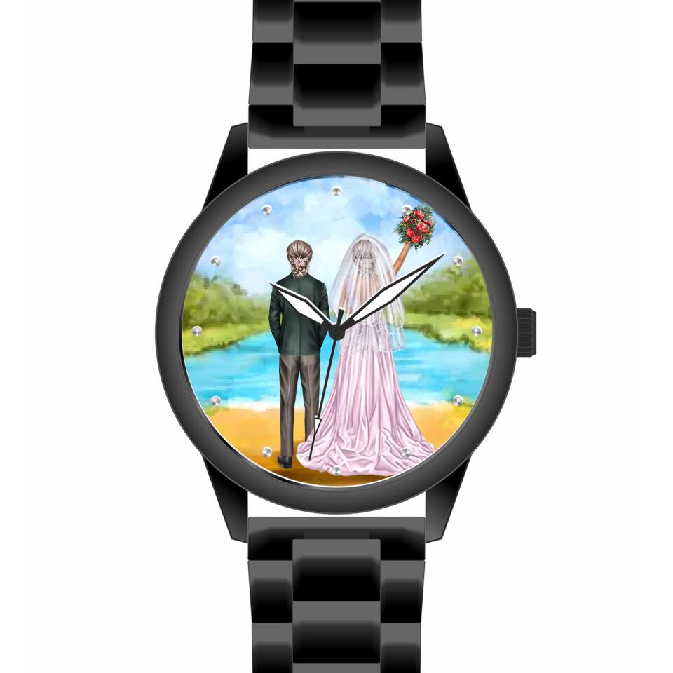 Braut & Braut mit Anzug | Personalisierte Armbanduhr (Unterschiedliche Uhr-Modelle wählbar!)