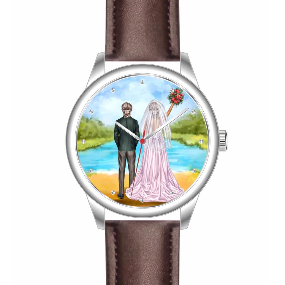 Braut & Braut mit Anzug | Personalisierte Armbanduhr (Unterschiedliche Uhr-Modelle wählbar!)