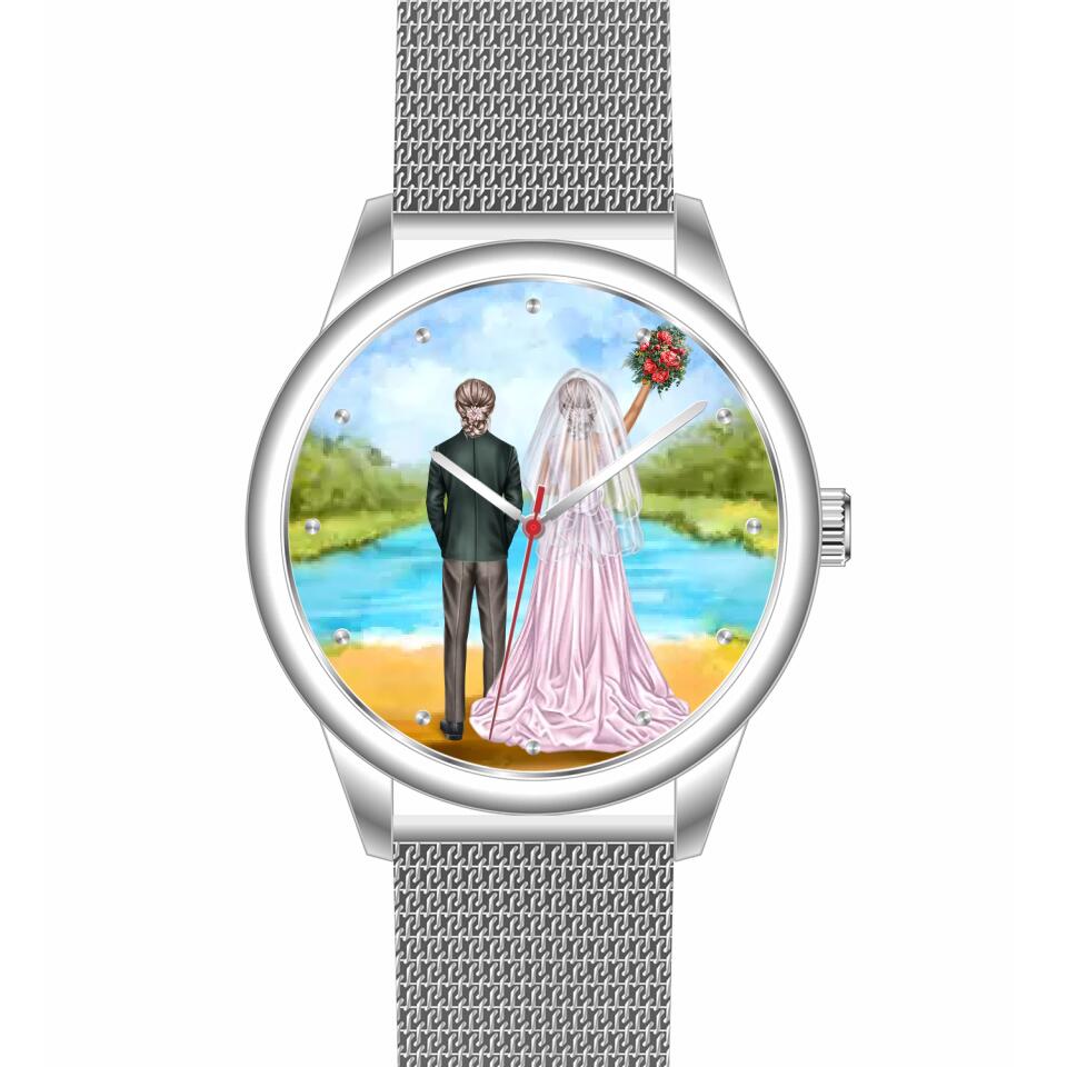 Braut & Braut mit Anzug | Personalisierte Armbanduhr (Unterschiedliche Uhr-Modelle wählbar!)