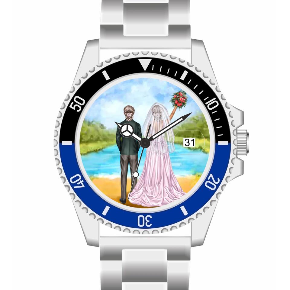 Braut & Braut mit Anzug | Personalisierte Armbanduhr (Unterschiedliche Uhr-Modelle wählbar!)