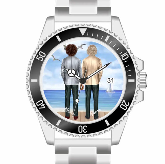 Btäutigam & Bräutigam Händchenhaltend | Personalisierte Armbanduhr (Unterschiedliche Uhr-Modelle wählbar!)