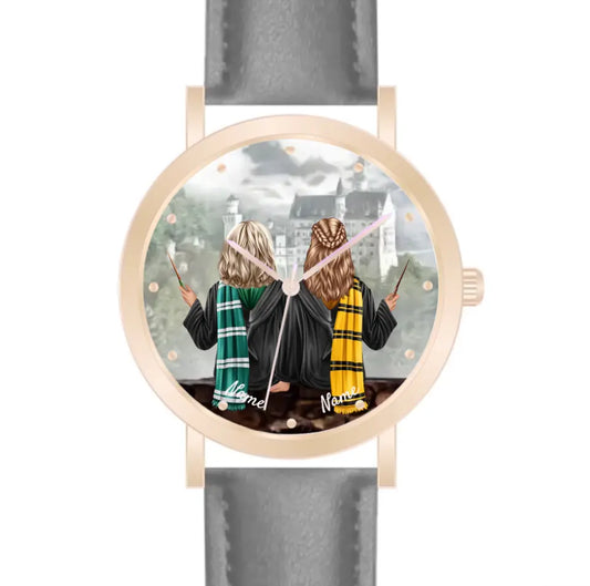 Zauberer-Freunde (2 Personen) | Personalisierte Armbanduhr (Unterschiedliche Uhr-Modelle wählbar!)