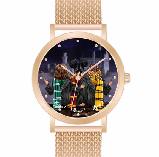 Zauberer-Freunde (3 Personen) | Personalisierte Armbanduhr (Unterschiedliche Uhr-Modelle wählbar!)