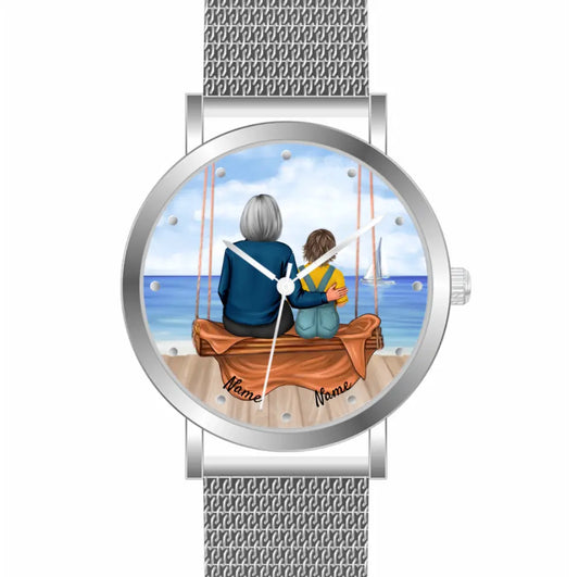 Oma mit Enkel | Personalisierte Armbanduhr (Unterschiedliche Uhr-Modelle wählbar!)