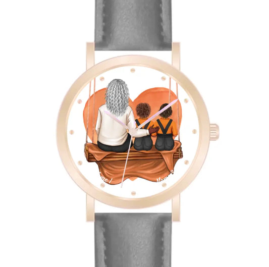 Oma mit Enkeln | Personalisierte Armbanduhr (Unterschiedliche Uhr-Modelle wählbar!)