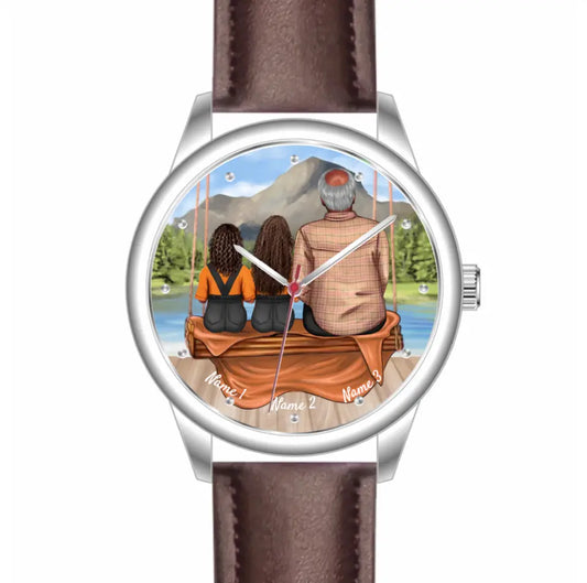 Opa mit Enkelinnen | Personalisierte Armbanduhr (Unterschiedliche Uhr-Modelle wählbar!)