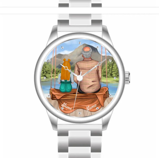Opa mit Enkelin | Personalisierte Armbanduhr (Unterschiedliche Uhr-Modelle wählbar!)