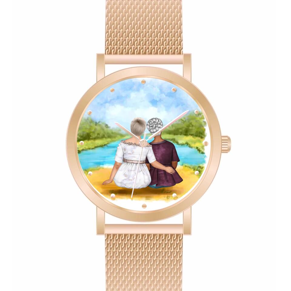 mama mit Tochter (Curvy) | Personalisierte Armbanduhr (Unterschiedliche Uhr-Modelle wählbar!)