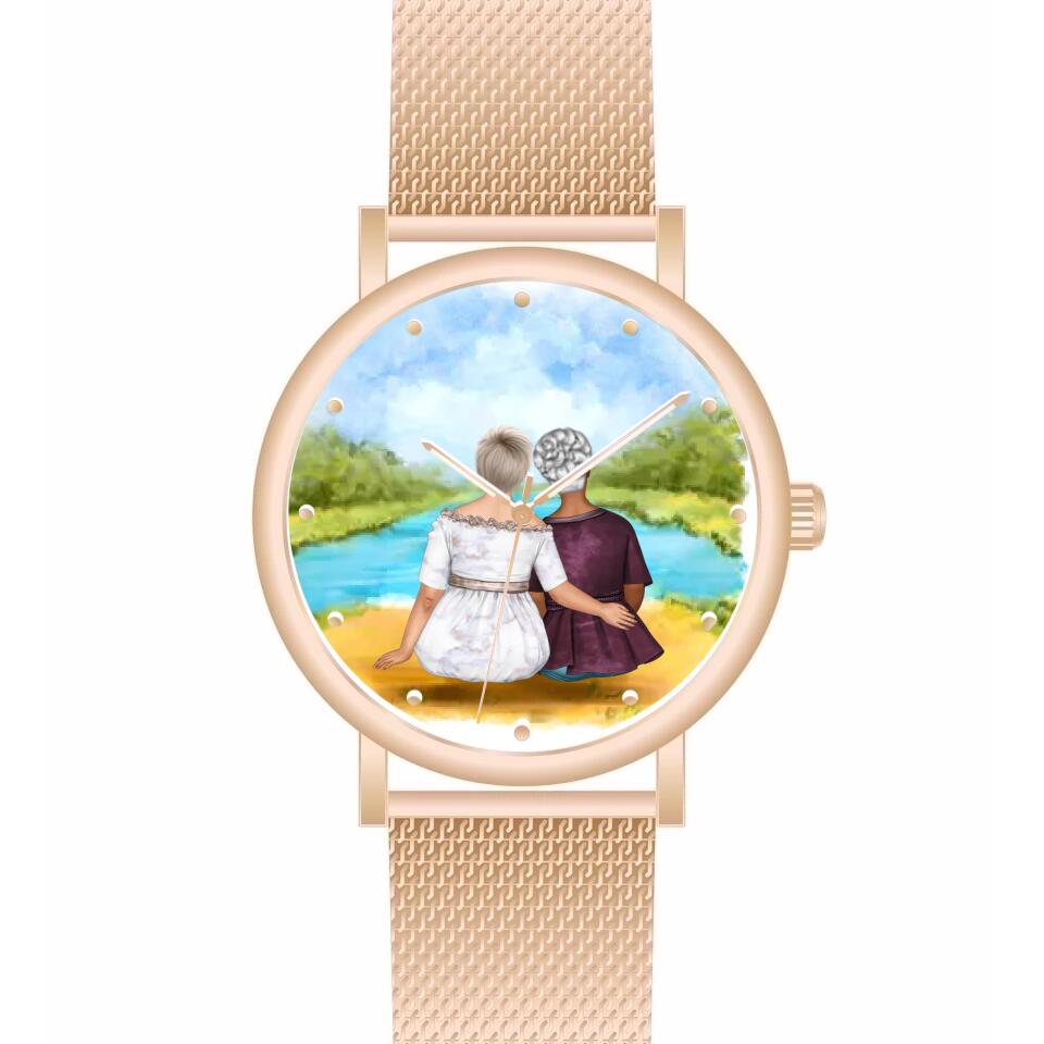 mama mit Tochter (Curvy) | Personalisierte Armbanduhr (Unterschiedliche Uhr-Modelle wählbar!)