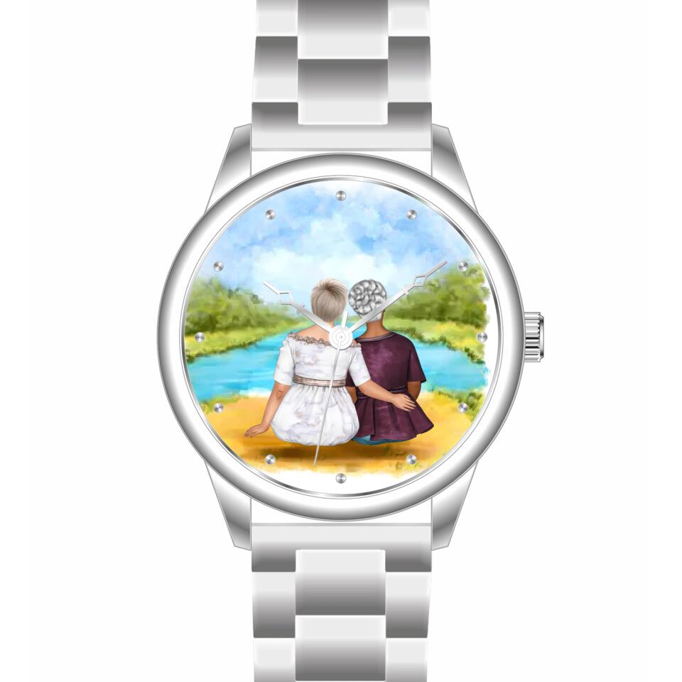 mama mit Tochter (Curvy) | Personalisierte Armbanduhr (Unterschiedliche Uhr-Modelle wählbar!)
