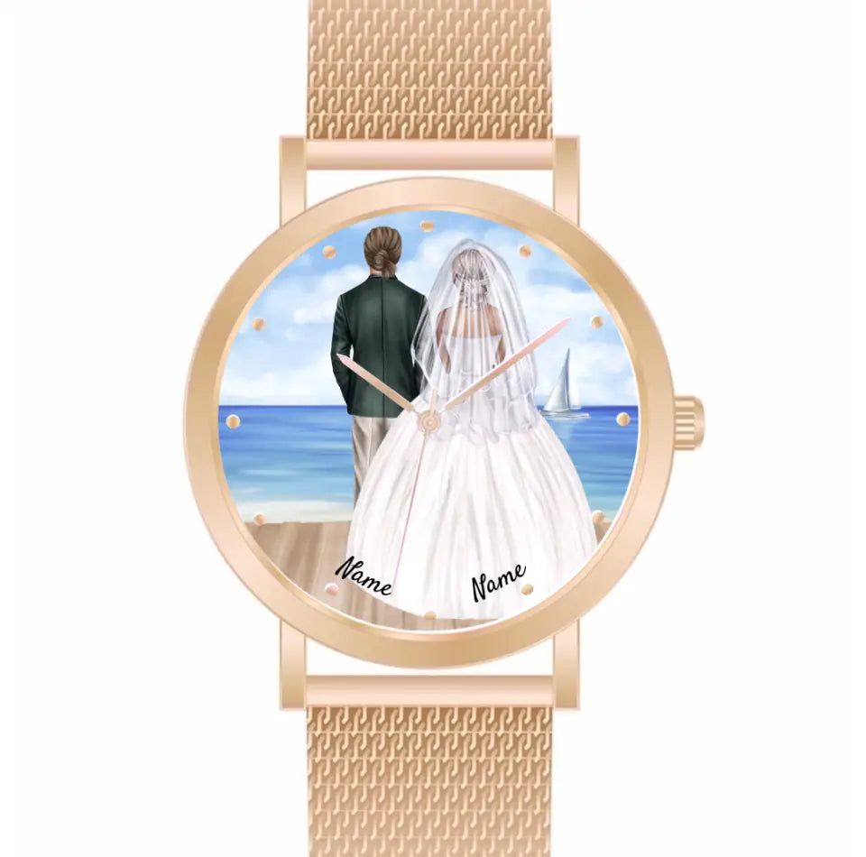 Braut & Bräutigam | Personalisierte Armbanduhr (Unterschiedliche Uhr-Modelle wählbar!)