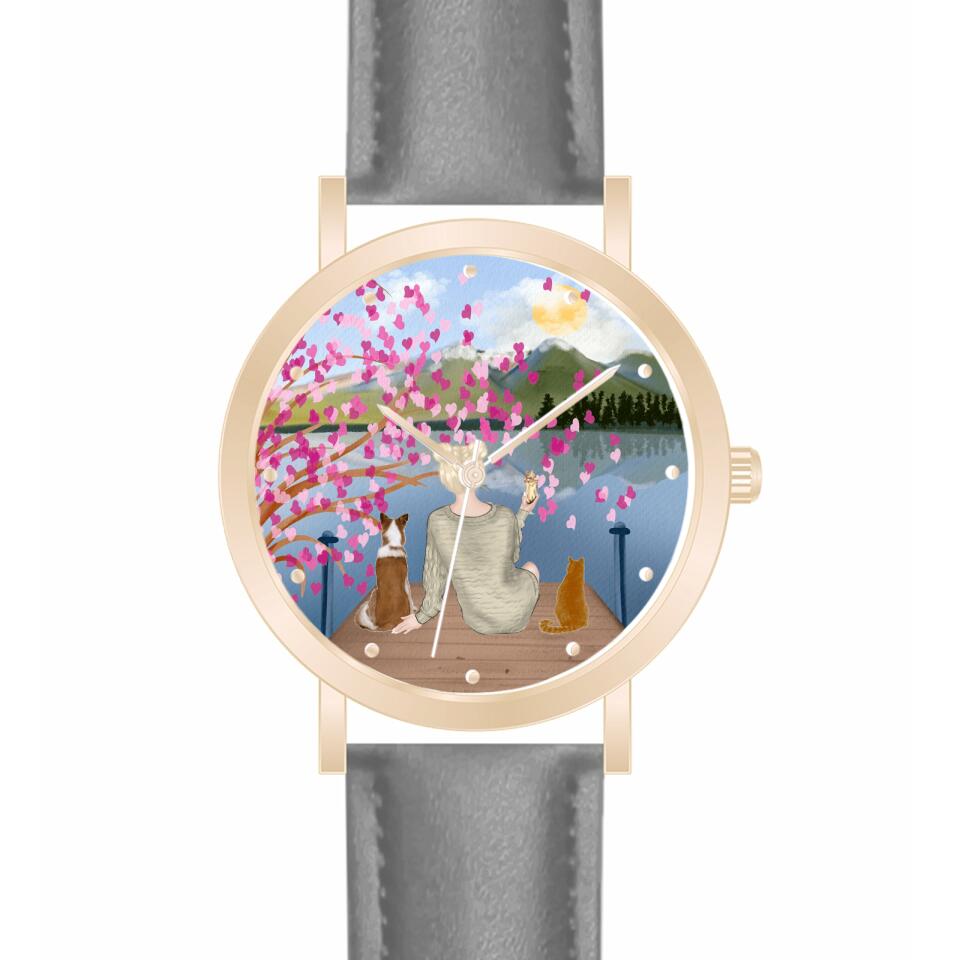 Tierliebe - 2 Tiere (Tier wählbar) | Personalisierte Armbanduhr (Unterschiedliche Uhr-Modelle wählbar!)