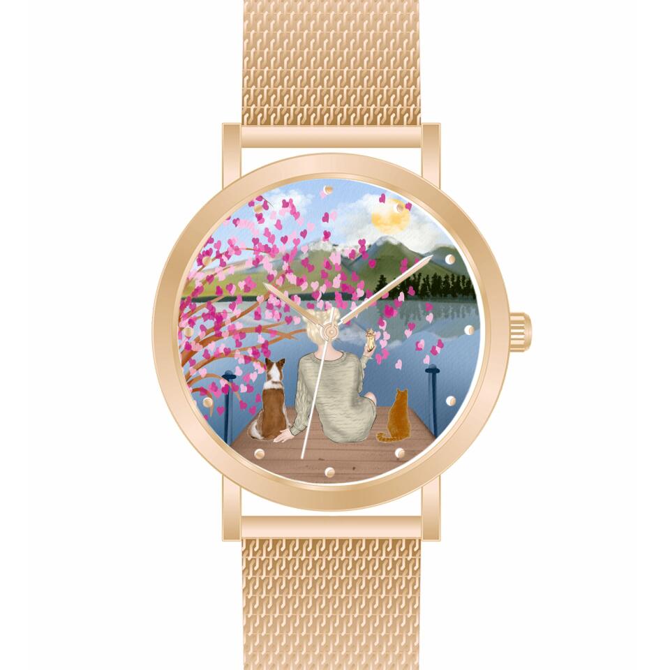 Tierliebe - 2 Tiere (Tier wählbar) | Personalisierte Armbanduhr (Unterschiedliche Uhr-Modelle wählbar!)