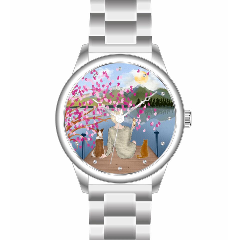 Tierliebe - 2 Tiere (Tier wählbar) | Personalisierte Armbanduhr (Unterschiedliche Uhr-Modelle wählbar!)