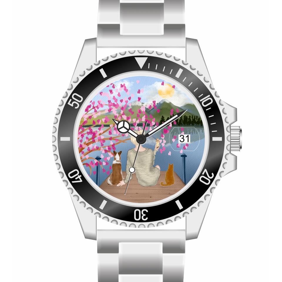 Tierliebe - 2 Tiere (Tier wählbar) | Personalisierte Armbanduhr (Unterschiedliche Uhr-Modelle wählbar!)