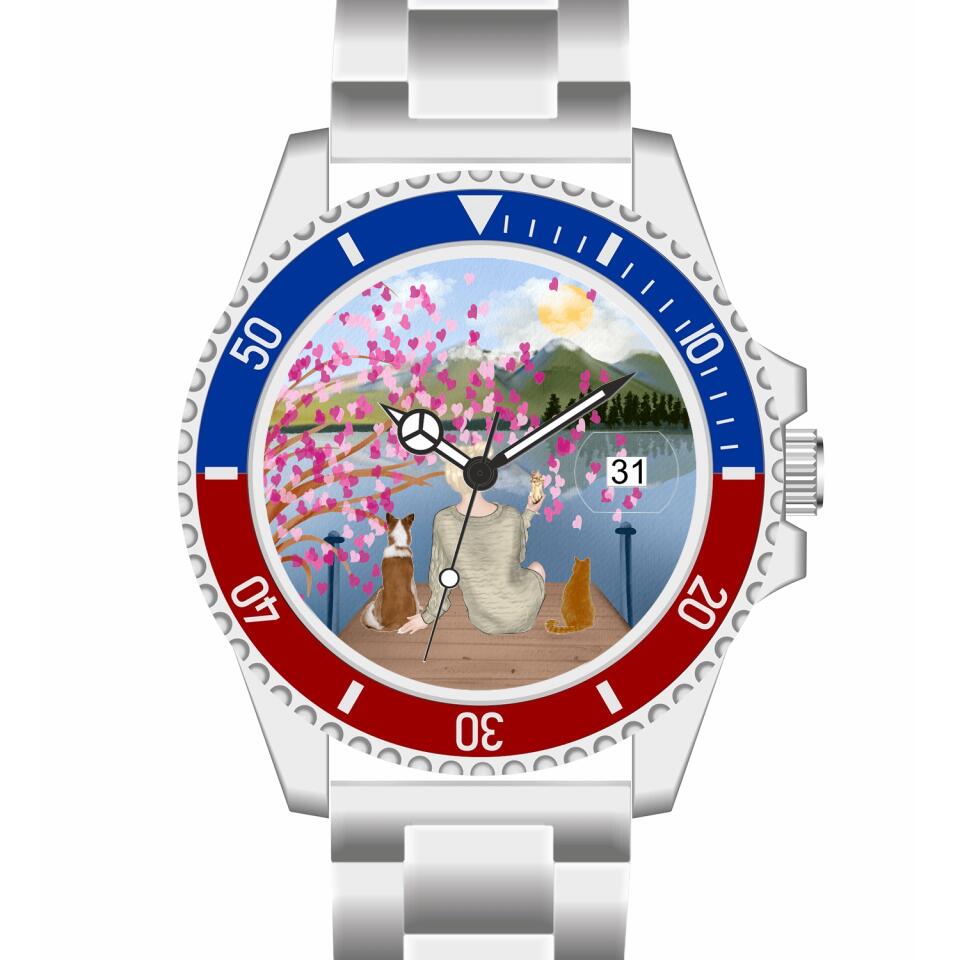 Tierliebe - 2 Tiere (Tier wählbar) | Personalisierte Armbanduhr (Unterschiedliche Uhr-Modelle wählbar!)