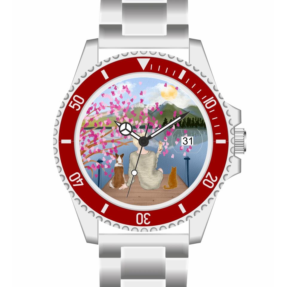 Tierliebe - 2 Tiere (Tier wählbar) | Personalisierte Armbanduhr (Unterschiedliche Uhr-Modelle wählbar!)