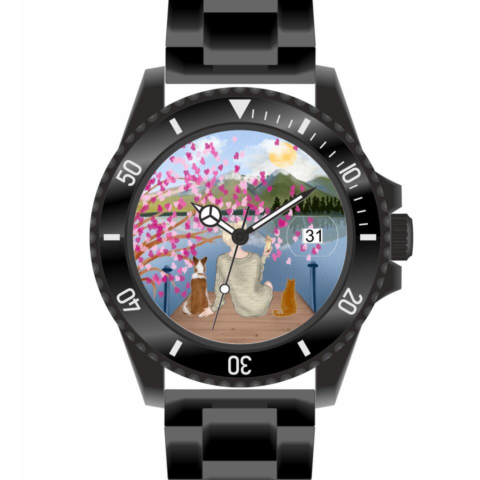 Tierliebe - 2 Tiere (Tier wählbar) | Personalisierte Armbanduhr (Unterschiedliche Uhr-Modelle wählbar!)