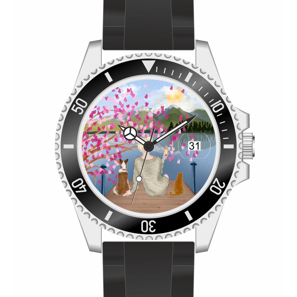 Tierliebe - 2 Tiere (Tier wählbar) | Personalisierte Armbanduhr (Unterschiedliche Uhr-Modelle wählbar!)