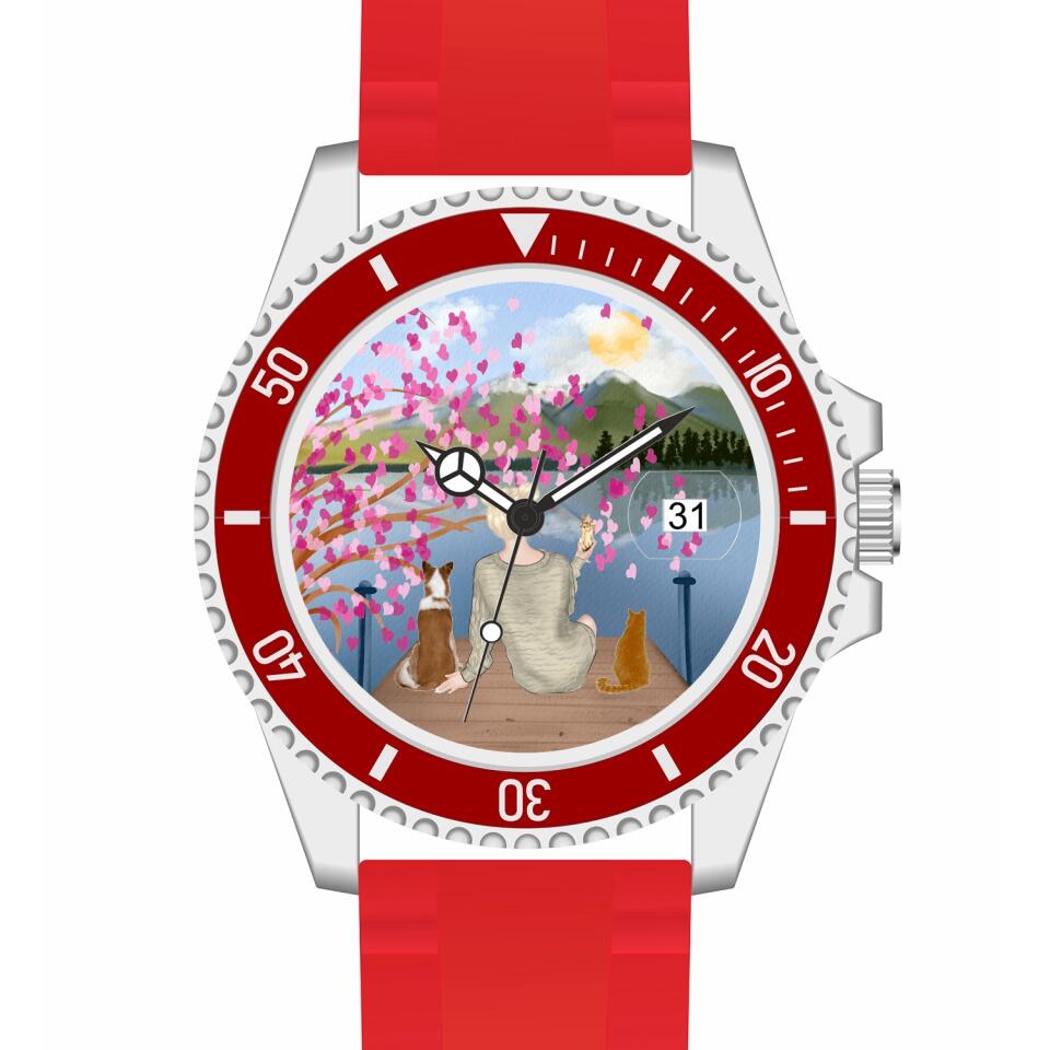 Tierliebe - 2 Tiere (Tier wählbar) | Personalisierte Armbanduhr (Unterschiedliche Uhr-Modelle wählbar!)