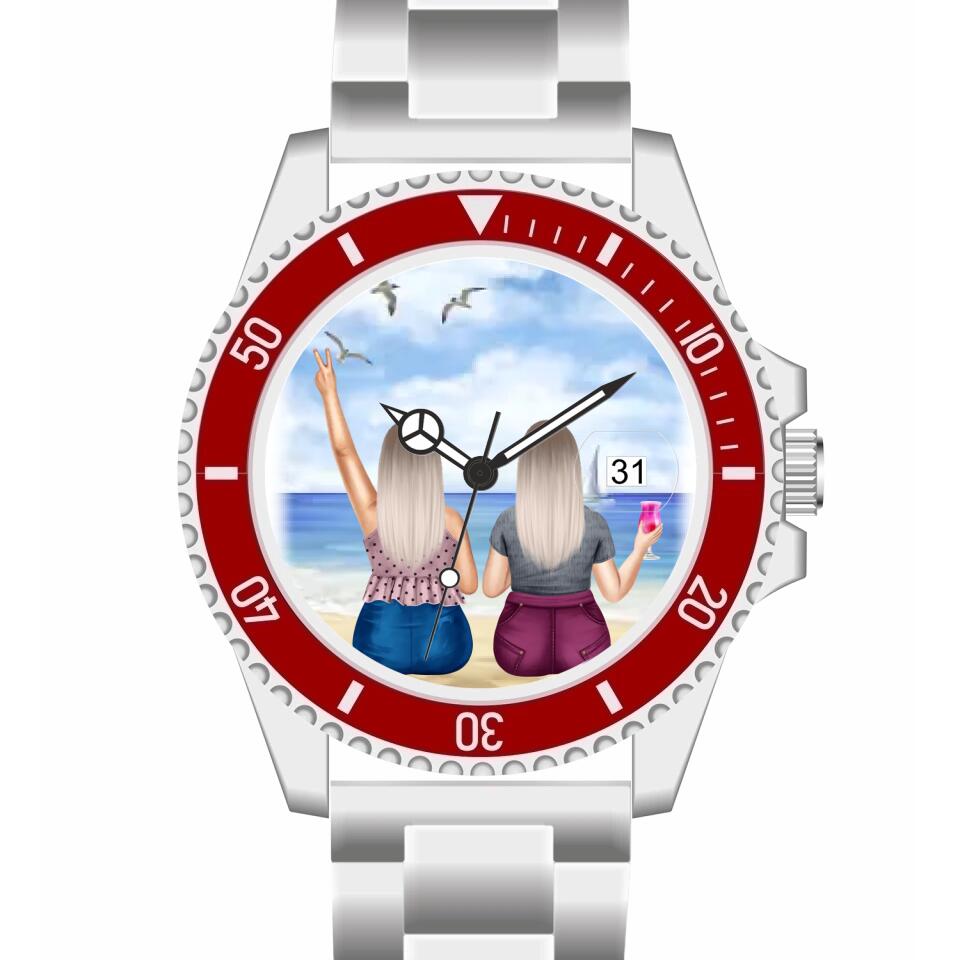 Curvy Friends (2 Personen) | Personalisierte Armbanduhr (Unterschiedliche Uhr-Modelle wählbar!)