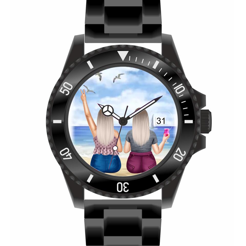 Curvy Friends (2 Personen) | Personalisierte Armbanduhr (Unterschiedliche Uhr-Modelle wählbar!)