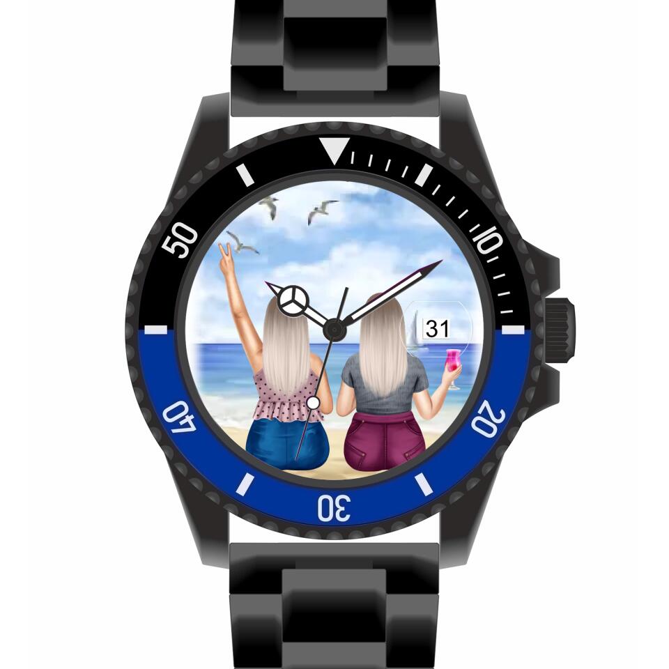 Curvy Friends (2 Personen) | Personalisierte Armbanduhr (Unterschiedliche Uhr-Modelle wählbar!)