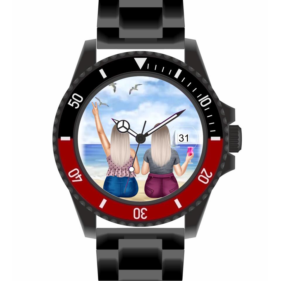 Curvy Friends (2 Personen) | Personalisierte Armbanduhr (Unterschiedliche Uhr-Modelle wählbar!)