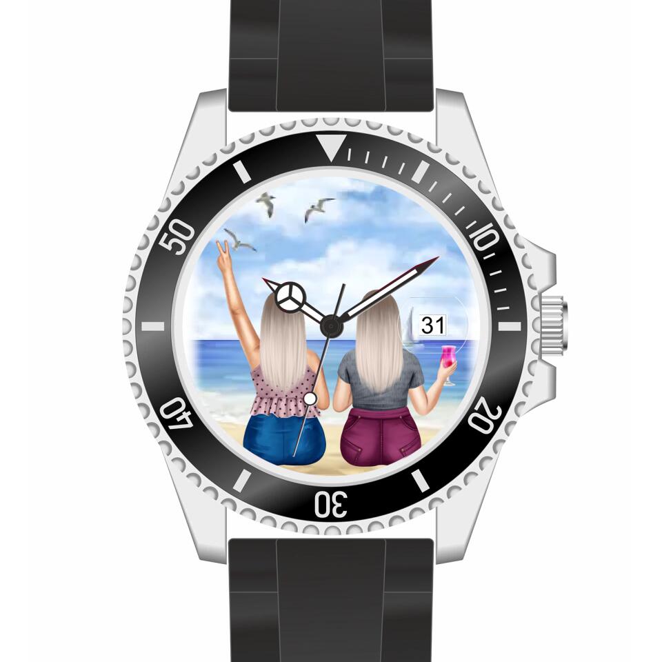 Curvy Friends (2 Personen) | Personalisierte Armbanduhr (Unterschiedliche Uhr-Modelle wählbar!)