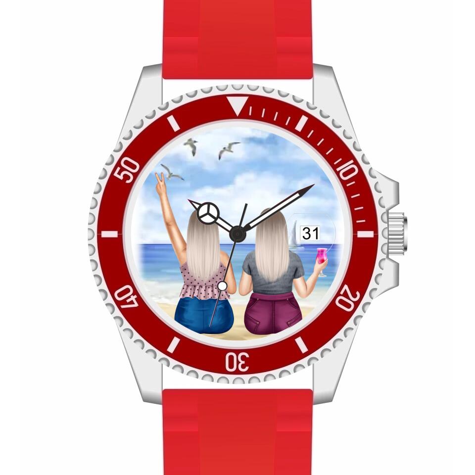 Curvy Friends (2 Personen) | Personalisierte Armbanduhr (Unterschiedliche Uhr-Modelle wählbar!)