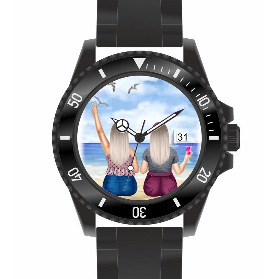Curvy Friends (2 Personen) | Personalisierte Armbanduhr (Unterschiedliche Uhr-Modelle wählbar!)