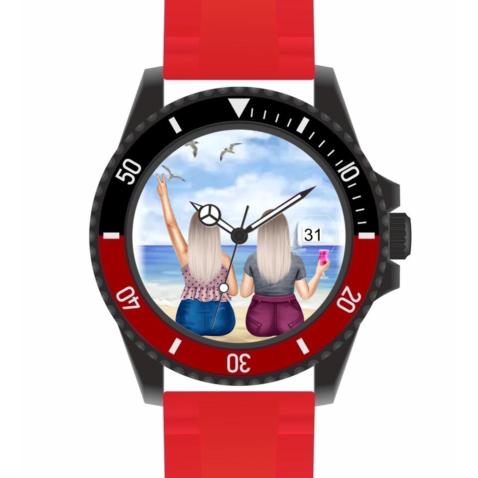 Curvy Friends (2 Personen) | Personalisierte Armbanduhr (Unterschiedliche Uhr-Modelle wählbar!)