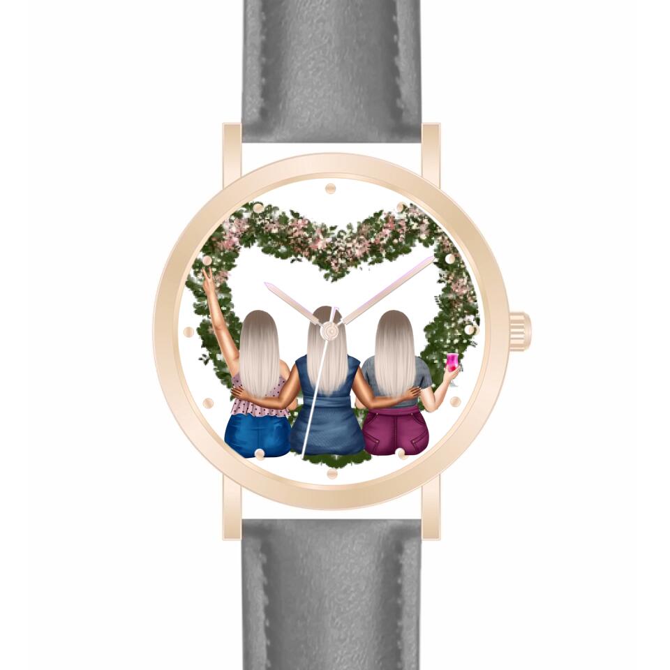 Curvy Friends (3 Personen) | Personalisierte Armbanduhr (Unterschiedliche Uhr-Modelle wählbar!)