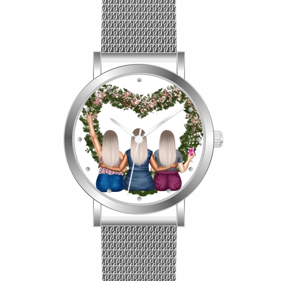 Curvy Friends (3 Personen) | Personalisierte Armbanduhr (Unterschiedliche Uhr-Modelle wählbar!)