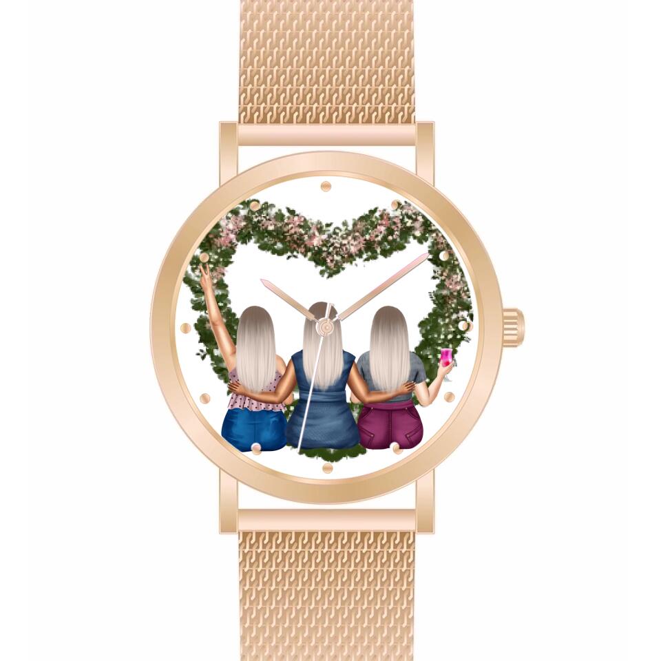 Curvy Friends (3 Personen) | Personalisierte Armbanduhr (Unterschiedliche Uhr-Modelle wählbar!)