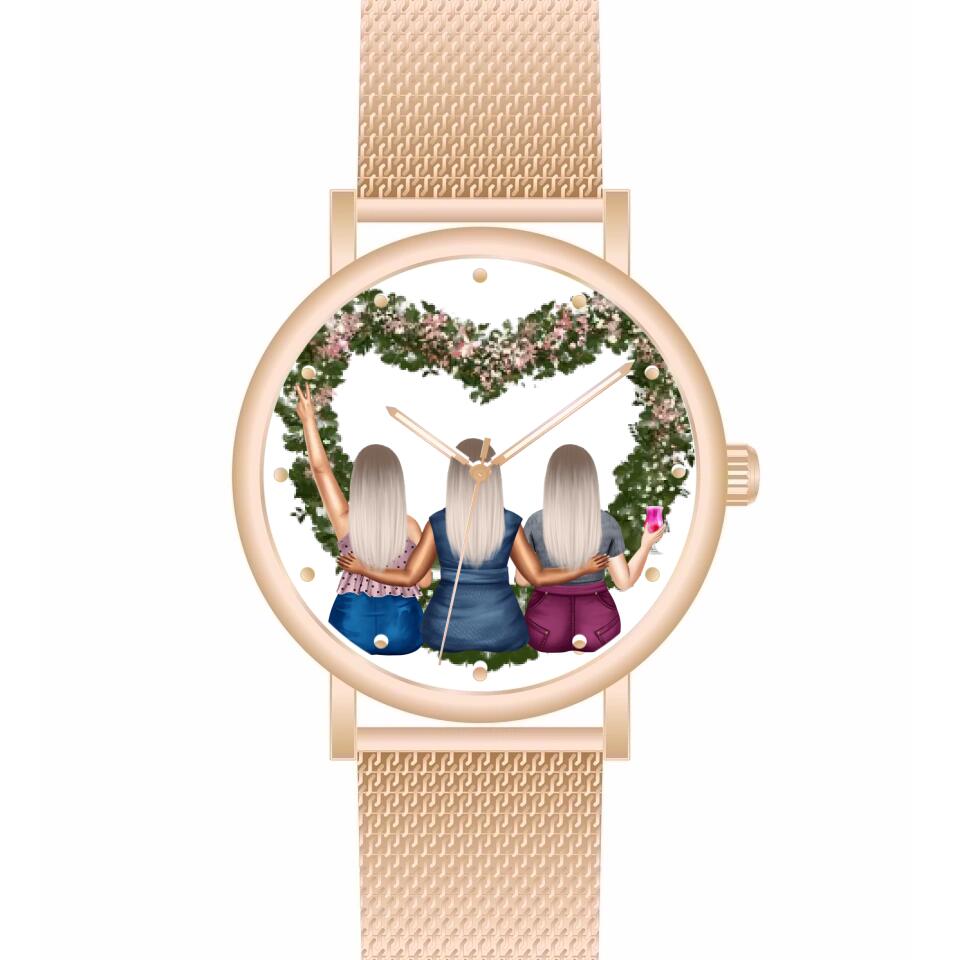 Curvy Friends (3 Personen) | Personalisierte Armbanduhr (Unterschiedliche Uhr-Modelle wählbar!)