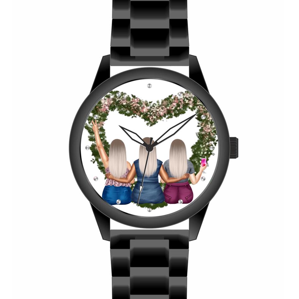 Curvy Friends (3 Personen) | Personalisierte Armbanduhr (Unterschiedliche Uhr-Modelle wählbar!)